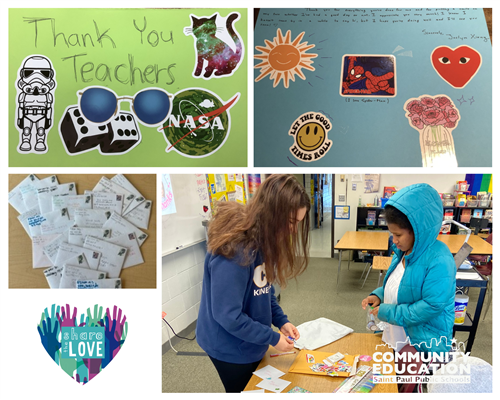 Pictures of letters from students who participated in Share the Love